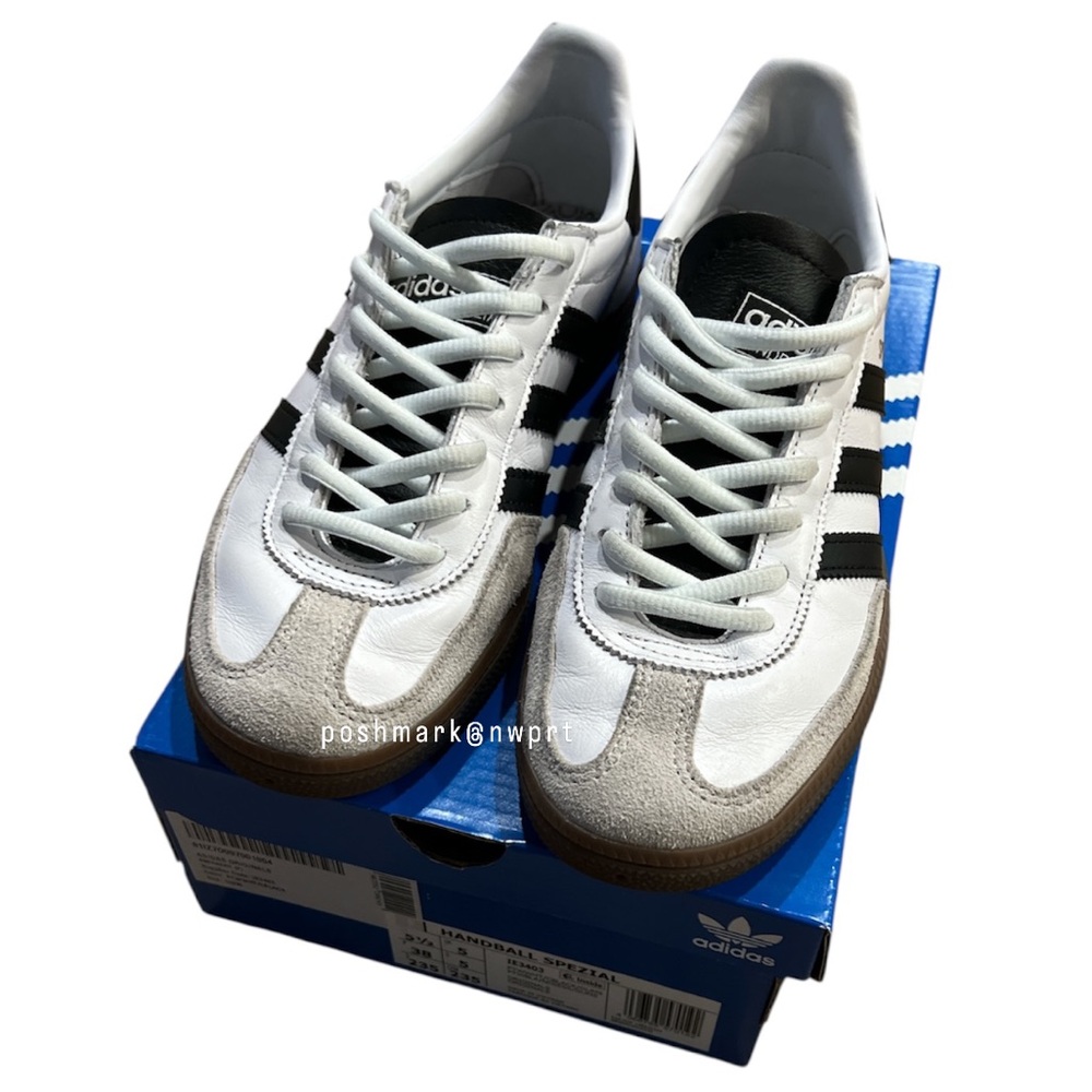 Adidas ⚽️ Handball Spezial Sneakers Runners White Black 6.5 7 Box - Picture 2 of 14